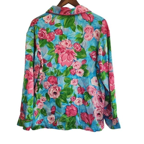 Victoria's Secret Floral Button Front Satin Pajama Top Size Medium - Picture 2 of 4